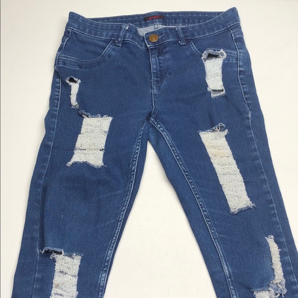 LIKE NEW GINGER SKINNY DENIM JEGGING JEANS 6/28x28 FACTORY DISTRESS ⭐️ - Picture 2 of 13